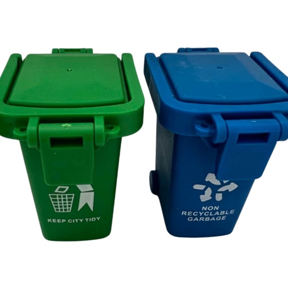 Other - 2 Mini Garbage Trash Can Paper Clips Stamps Recycling Bin Pen Storage Organizer